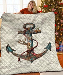 Nautical Anchor Quilt Bedding Set with Personalization Option, Great for Bedroom Decor and Family Gifts