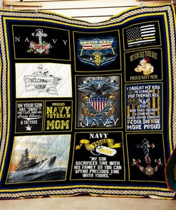 Navy Mom Personalized Quilt Bedding Set - Great for Bedroom Decoration and Family Gifts
