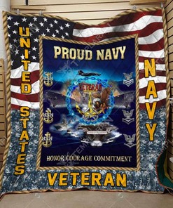 Navy Veteran Blanket Quilt Bedding Set for Bedroom Decor and Family Gifts