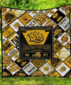Ncaa Arkansas-Pine Bluff Golden Lions Quilt Bedding Set Blanket Bedroom Decor, Gifts for Family