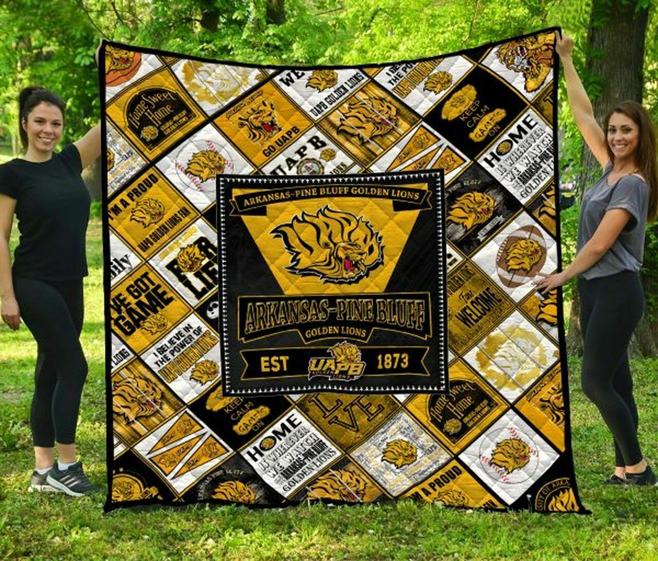 Ncaa Arkansas-Pine Bluff Golden Lions Quilt Bedding Set Blanket Bedroom Decor, Gifts for Family