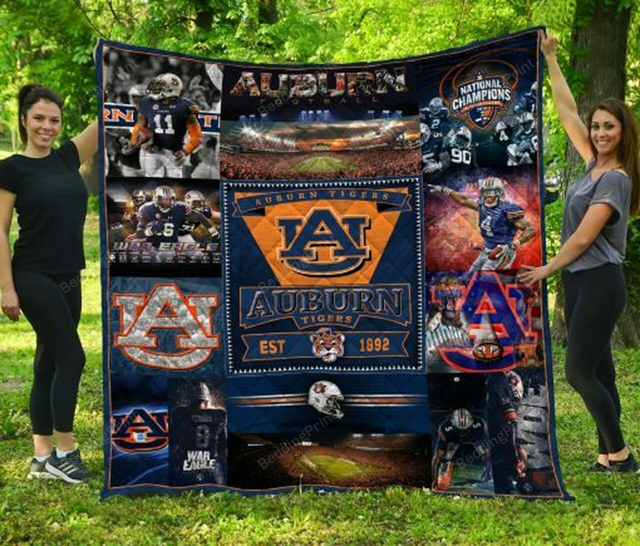 Ncaa Auburn Tigers Personalized Blanket Quilt Bedding Set - Great for Bedroom Decoration and Gifts for Fans