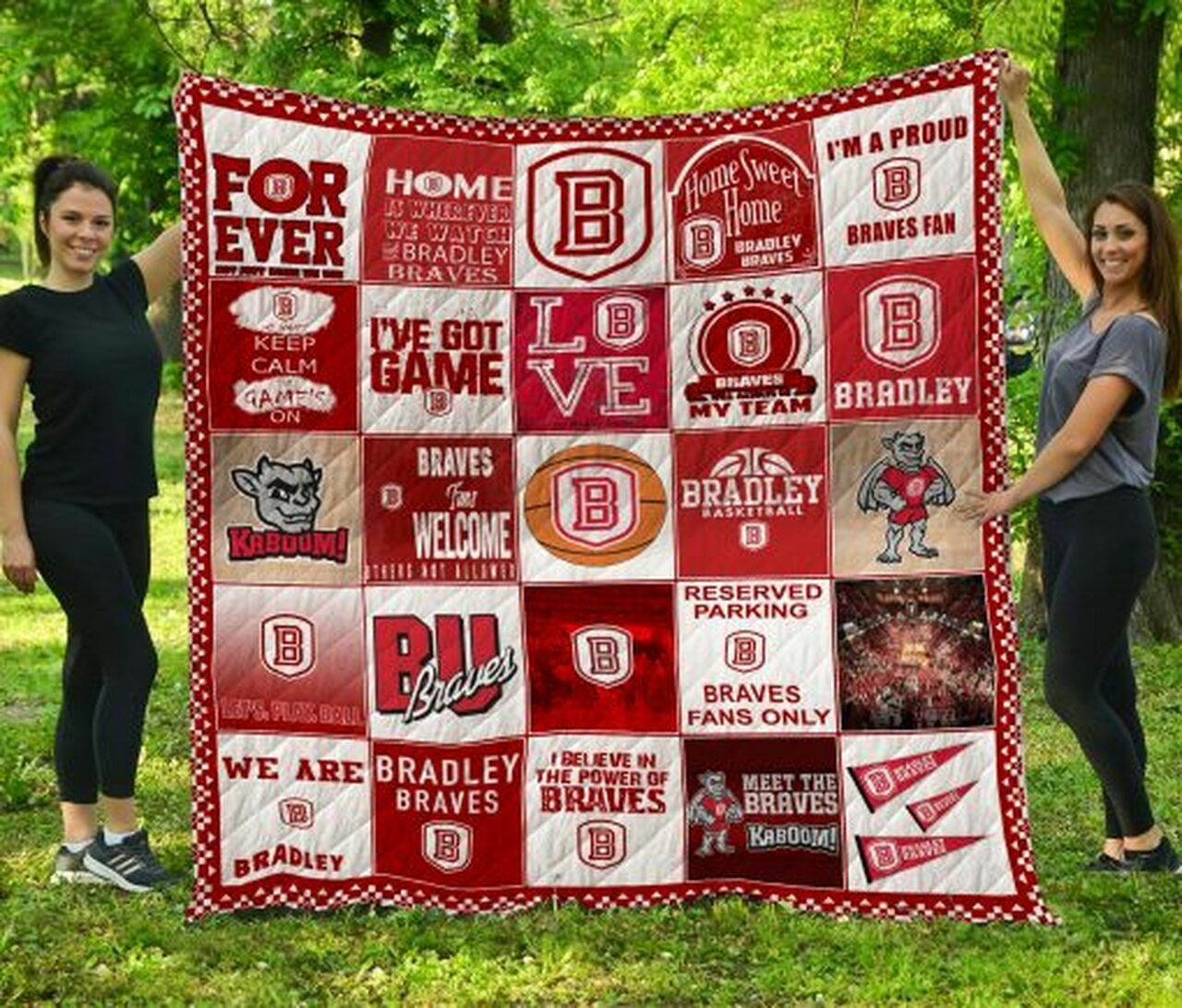 Ncaa Bradley Braves Personalized Quilt Blanket Bedding Set for Home Decoration and Gifts for Fans