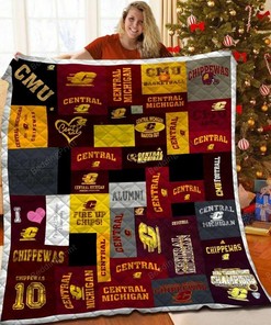 Ncaa Central Michigan Chippewas Quilt Bedding Set Blanket Bedroom Decor