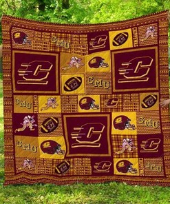 Ncaa Central Michigan Chippewas Quilt Bedding Set Blanket Bedroom Decor, Gifts for Family
