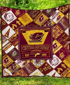 Ncaa Central Michigan Chippewas Quilt Bedding Set Blanket Bedroom Decor for NCAA Fans