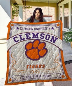 Ncaa Clemson Tigers Personalized Quilt Bedding Set Blanket for Home Decoration and Gifts for Fans