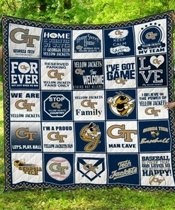 Ncaa Georgia Tech Yellow Jackets Quilt Bedding Set Blanket Bedroom Decor for NCAA Fans