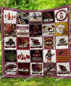 Ncaa Louisiana-Monroe Warhawks Quilt Bedding Set Blanket Bedroom Decor, Gifts for Family