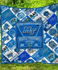 Ncaa Middle Tennessee Blue Raiders Quilt Bedding Set Blanket Bedroom Decor, Gifts for Family