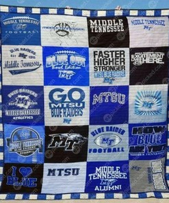 Ncaa Middle Tennessee State Blue Raiders Quilt Bedding Set Blanket Bedroom Decor, Gifts for Family