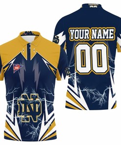 Ncaa Notre Dame Fighting Irish Lightning 3D Personalized Polo Shirt for Fans