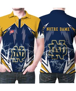 Ncaa Notre Dame Fighting Irish Logo Lightning 3D Printed Gift For Notre Dame Fighting Irish Fan Polo