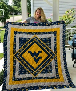 Ncaa West Virginia Mountaineers Quilt Bedding Set Blanket Bedroom Decor, Gifts for Fans