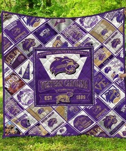 Ncaa Western Carolina Catamounts Quilt Bedding Set Blanket Bedroom Decor