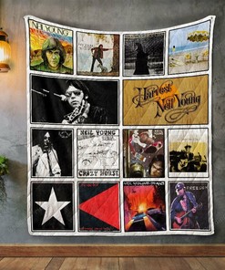 Neil Young Album Covers Quilt Blanket- Personalize for Home Decor or Picnic
