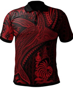 New Caledonia Polo Shirt - Humpback Whale & Coat of Arms Red