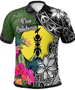 New Caledonia Polo Shirt - Turtle Plumeria Banana Leaf