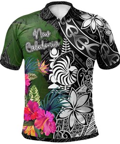 New Caledonia Polo Shirt - Turtle Plumeria Banana Leaf Crest