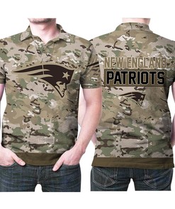 New England Patriots Camouflage Veteran American Flag 3D Printed Gift For New England Patriots Fan Polo Shirt