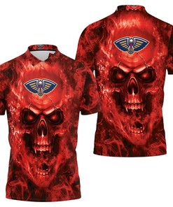 New Orleans Pelicans Nba Fans Skull Polo Shirt