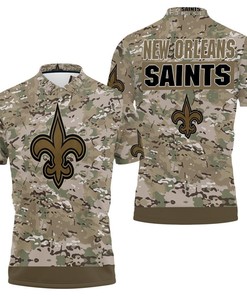 New Orleans Saints Camouflage Veteran 3D Polo Shirt