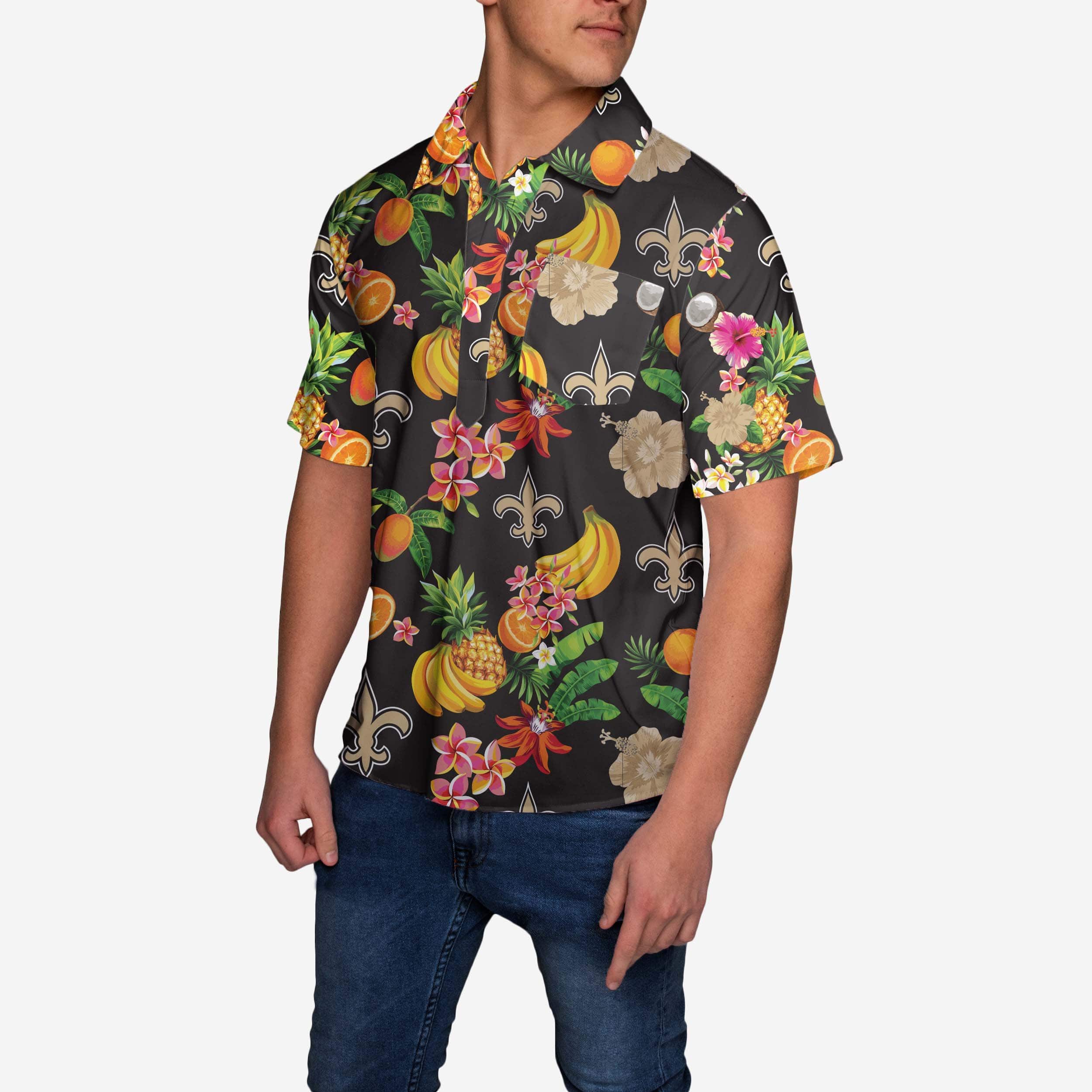 New Orleans Saints Fruit Flair Short Sleeve Polo Shirt