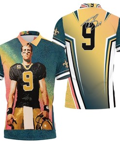 New Orleans Saints Oil Painting Drew Brees 9 Personalized Polo Shirt