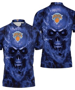 New York Knicks Nba Fans Skull Polo Shirt