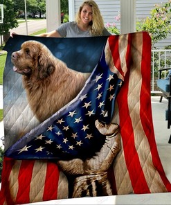 Newfoundland And Usa Flag Quilt Bedding Set Blanket