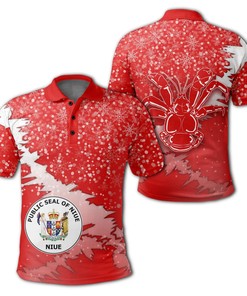 Niue Coat Of Arms Coconut Crab Christmas Polo - Red - X Style -