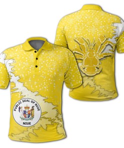 Niue Coat Of Arms Coconut Crab Christmas Polo - Yellow - X Style -