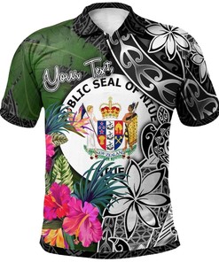 Niue Custom Personalised Polo Shirt - Turtle Plumeria Banana Leaf