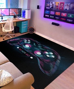 Non-Slip Crystal Gaming Rug for Kids Boy Area Rug Gamer Area Carpet 3D Printed Game Gamepad Black Carpets