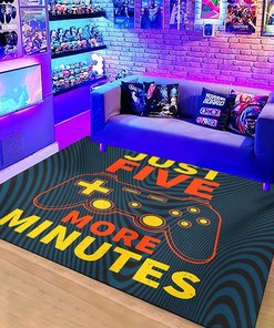 Non-Slip Gamepad Living Room Mat for Teen Boys - Polyester Gamer Bedroom Area Rugs