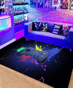 Non-Slip Gamer Boys Bedroom Doormats Area Rugs - Gamepad Carpets with 3D Printed Player Design
