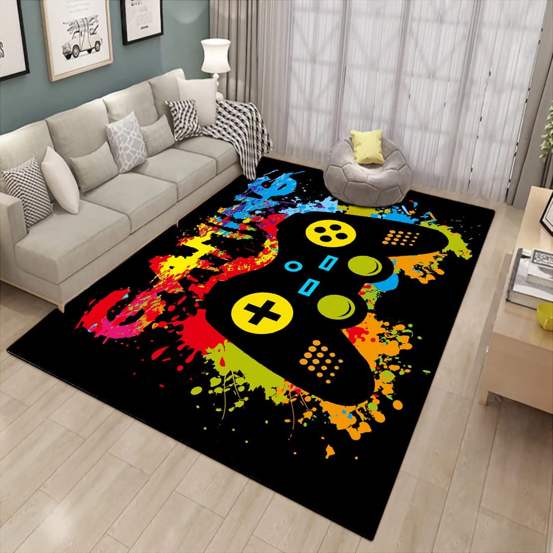 Non-Slip Gamer Carpets for Living Room Bedroom with Gamepad Controller and Modern Area Rugs Design - Image 3