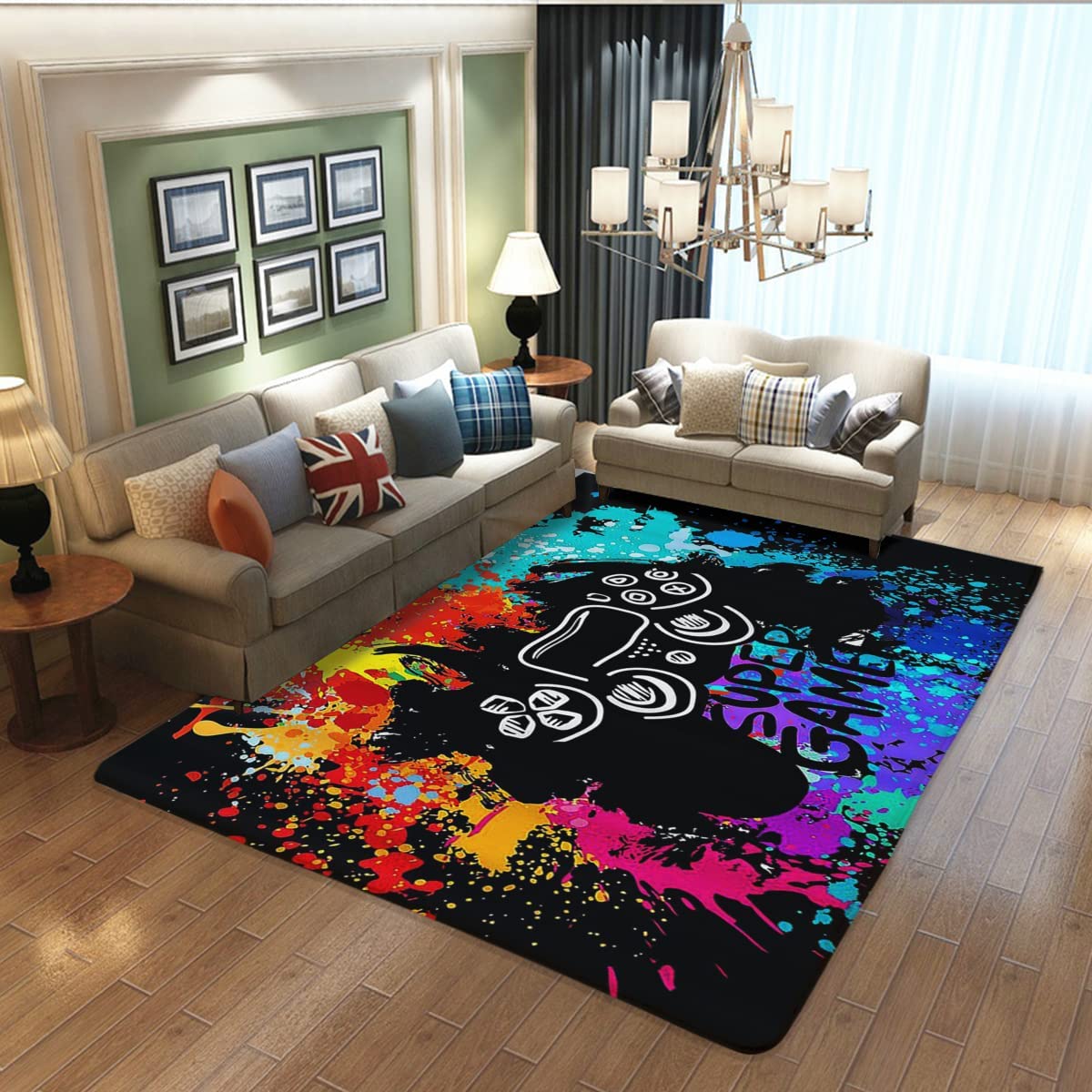Non-Slip Gamer Rugs for Boys Bedroom with Gamepad and Controller Design