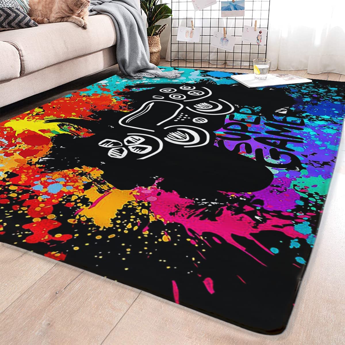 Non-Slip Gamer Rugs for Boys Bedroom with Gamepad and Controller Design - Image 2