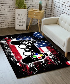 Non-Slip Gamer Rugs with Game Controller Design for Living Bed Playrooms