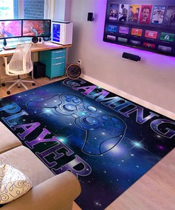 Non-Slip Gaming Rug Controller Area Carpet for Kids Boy Play - Suitable for Home Decor - Black Pink