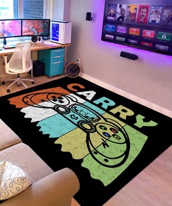 Non-Slip Gaming Rug Controller Area Carpet for Kids - Suitable for Play, Home Decor - Black Pink