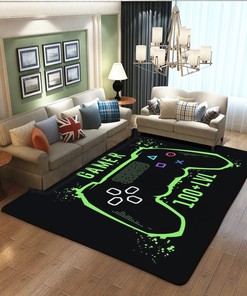 Non-Slip Living Room Mat and Gamer Doormat with Controller Player Rugs for Boys Bedroom