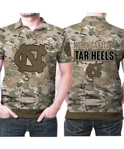 North Carolina Tar Heels Camouflage Veteran Us Flag 3D Printed Gift For North Carolina Tar Heels Fan Polo