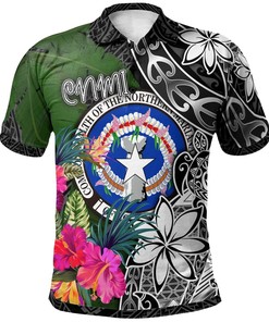 Northern Mariana Islands Polo Shirt - Turtle Plumeria Banana Leaf