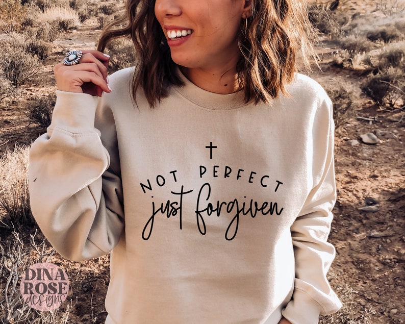 Not Perfect Just Forgiven Christian T-Shirt, Jesus Tee, Religious Shirt - Image 4