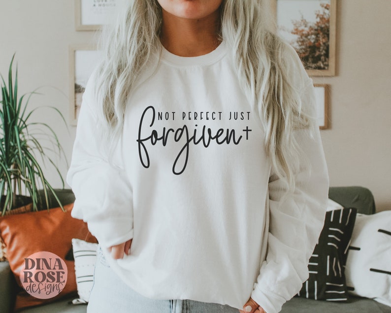 Not Perfect Just Forgiven Religious Shirt with Christian Quotes and Bible Design - Image 2