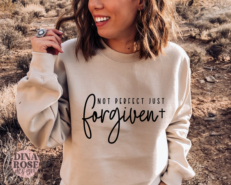 Not Perfect Just Forgiven Religious Shirt with Christian Quotes and Bible Design - Image 3