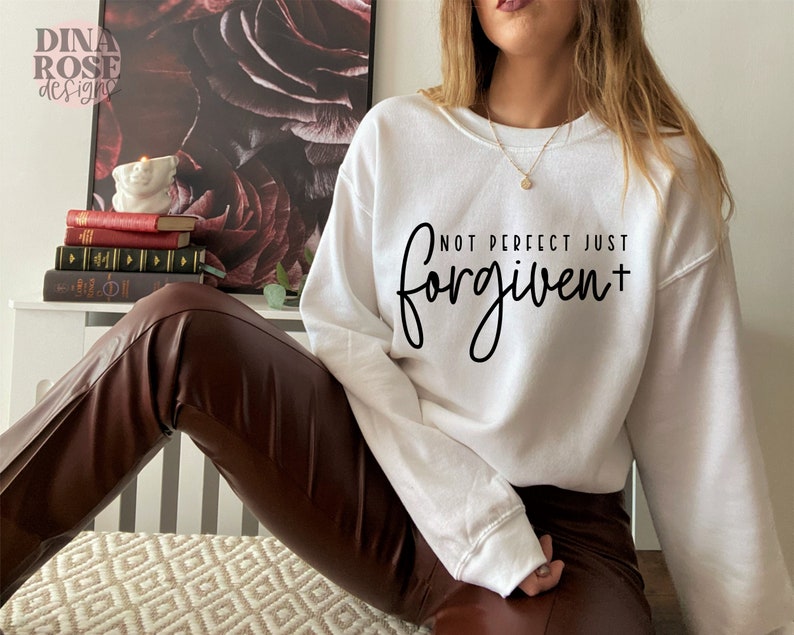 Not Perfect Just Forgiven Religious Shirt with Christian Quotes and Bible Design - Image 4