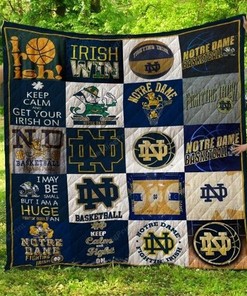 Notre Dame Fighting Irish Football Quilt Bedding Set Blanket Bedroom Decor, Gifts for Family